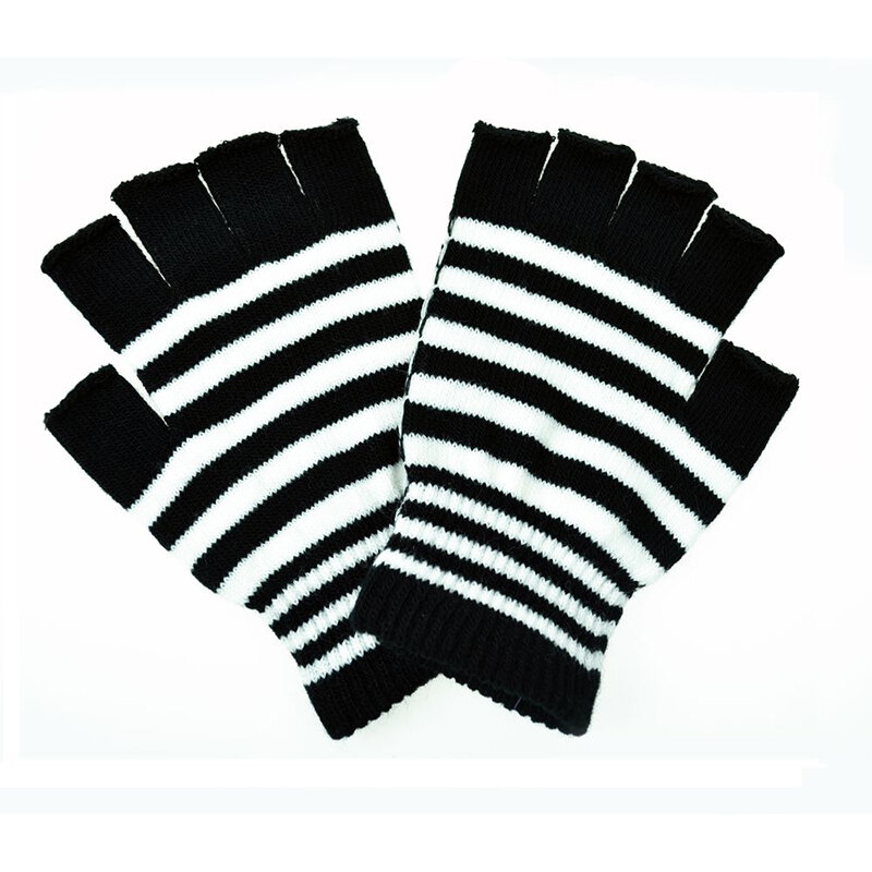 GUANTES MITONES DE RAYAS BLANCAS Y NEGRAS